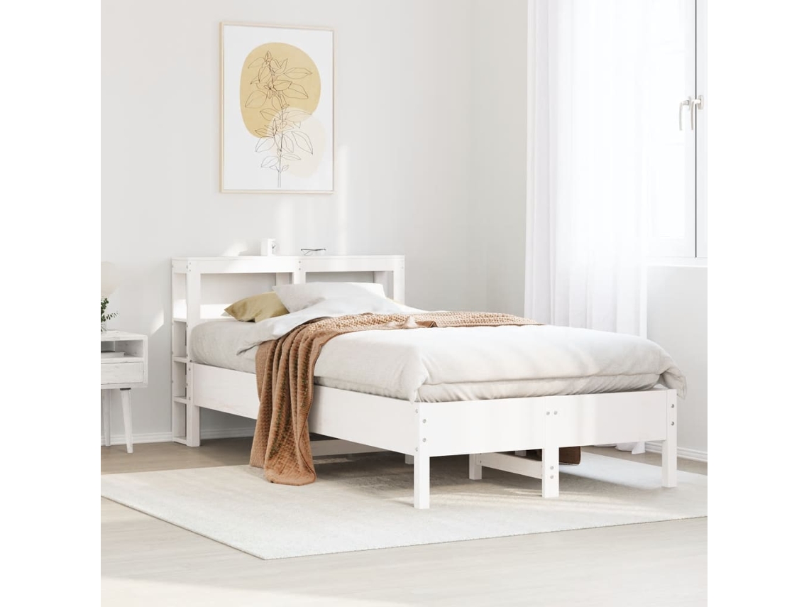 Syfax™ Estructura De Cama Sin Colchón Madera Maciza Blanca 90x190 Cm