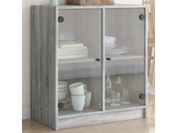 Armario Auxiliar Puertas De Vidrio Gris Sonoma 68x37x75,5 Cm