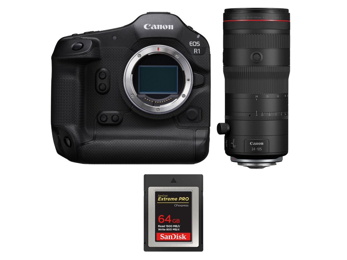 Canon EOS R1 + RF 24 105mm F/2.8 L IS Usm Z + 1 Sandisk 64GB Extreme Pro CFExpress Tipo B + Libro electrónico “20 consejos para fotos impresionantes”