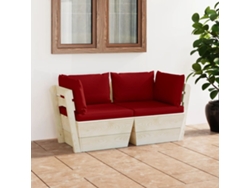 Sofá de palets de jardín de 2 plazas con cojines de madera de abeto DKD Home Decor