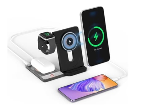 Estación de carga inalámbrica sin cables 3 en 1 de 15 W para iPhone 15 14 13 12 11 Pro Max/X/8, iWatch Ultra 8 7 6 5 4 3 2, AirPods Pro CHRONUS