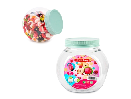 PLASTIC FORTE Bote para Golosinas Candy 2L con 2 Posiciones Ideal Despensa Verde