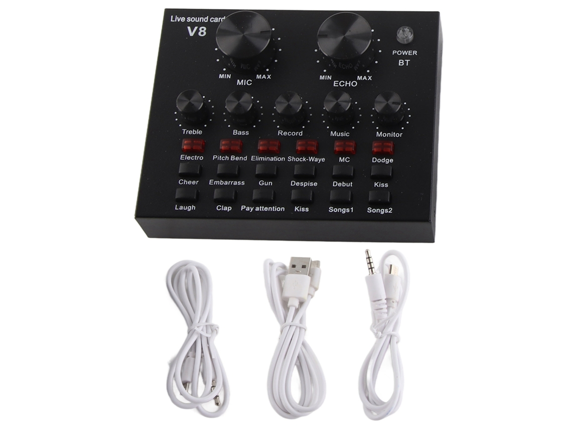 Tarjeta De Sonido De Transmisión En Vivo Para Teléfono Móvil Dual Y Computadora Con 112 Sonidos Eléctricos