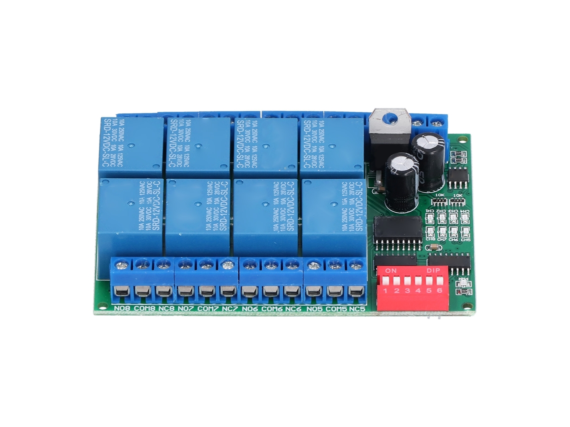 Módulo de relé de 8 canales con puerto serie RS485, control remoto, placa controladora PLC de 12 V CC
