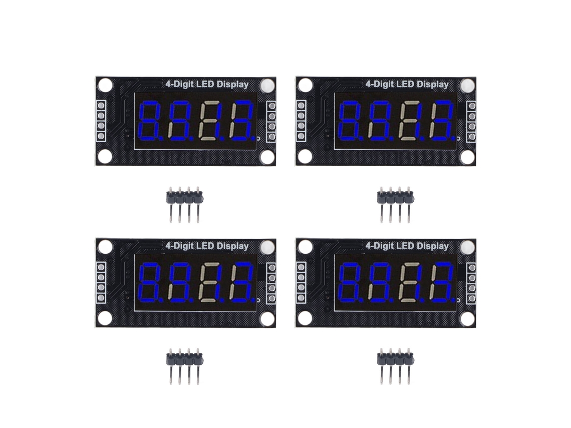 4 Juegos De Módulos De Pantallas Digitales Led De 4 Dígitos Y 7 Segmentos De 0,36 Pulgadas Con Chip Controlador Azul Tm1637 Mra110d