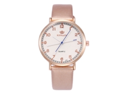 Reloj De Cuarzo Con Correa De Cuero Pu De Moda Para Parejas, Dial Redondo Simple (oro)