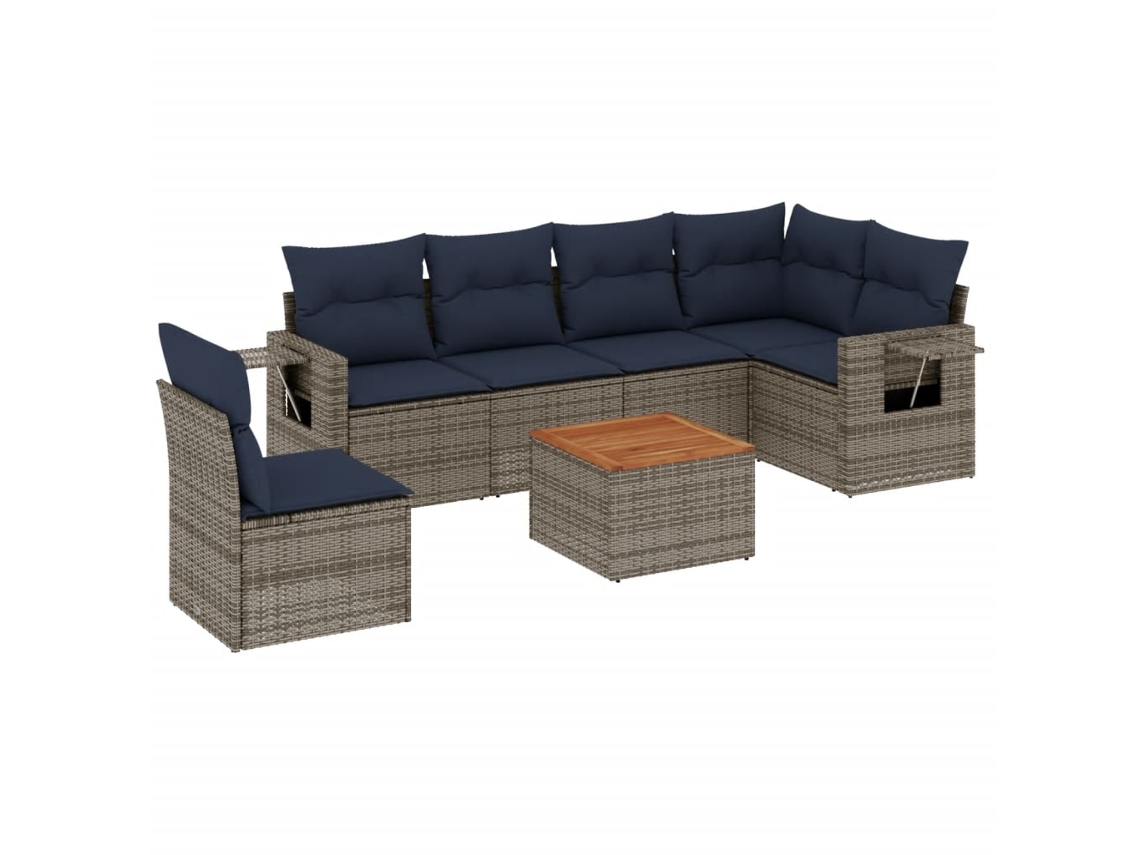 Maison Exclusive - Conjunto De Sofá De Jardín De 7 Piezas Con Cojines, Poliratán Gris