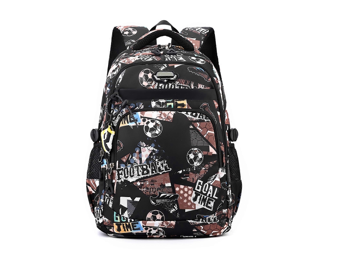 Mochila escolar para libros, bandolera ligera para niños, estudiantes y adultos, riñonera marrón con estampado de fútbol.
