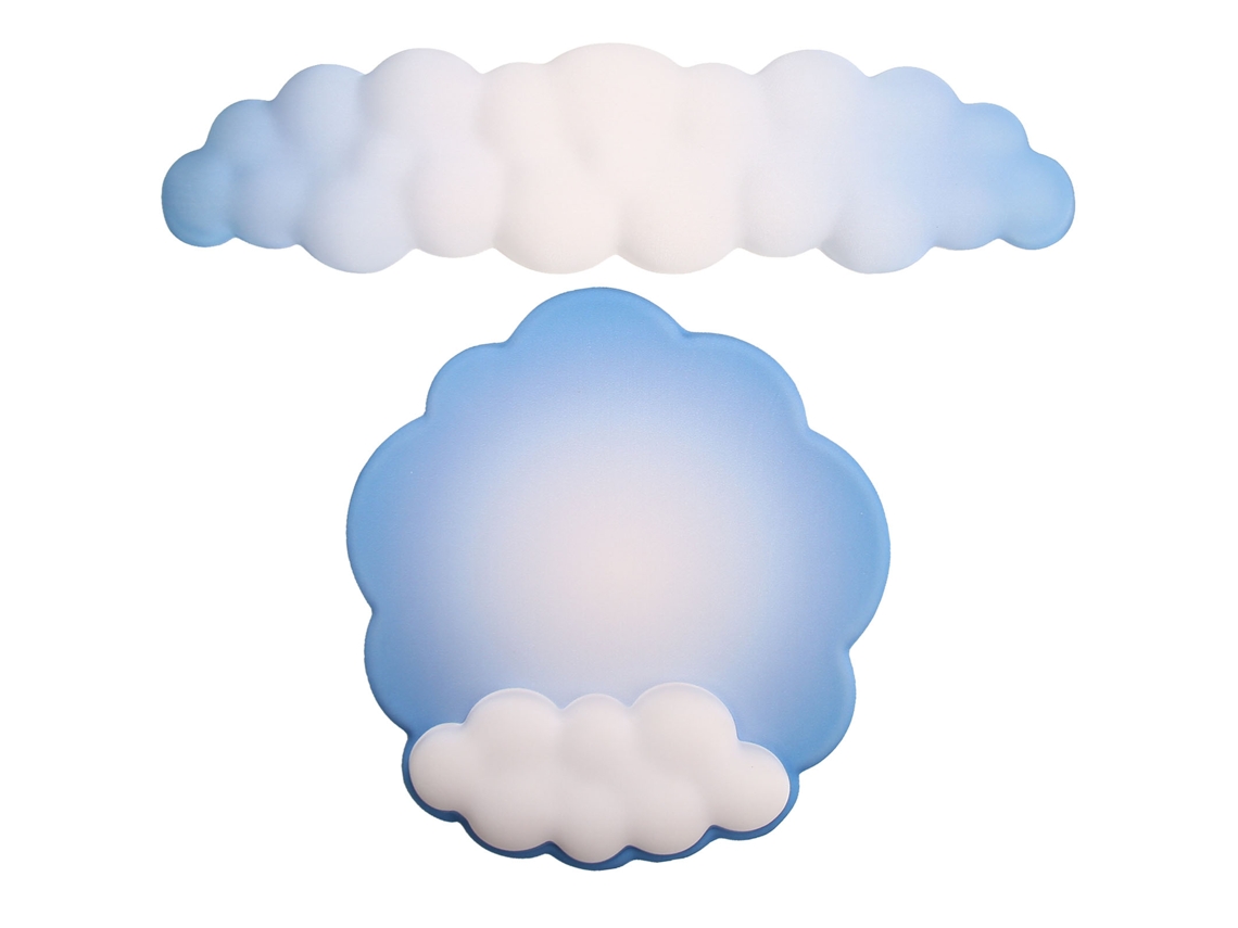 Reposamuñecas Para Teclado Y Ratón, Estilo Nube, Espuma Suave, Alivio De La Fatiga, Degradado Azul Y Blanco.