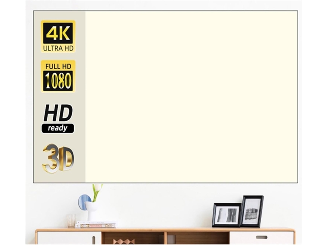 Pantalla De Proyección De 100 Pulgadas, Formato 16:9, Rejilla Blanca, Antirreflejos, Ángulo De Visión De 160°,