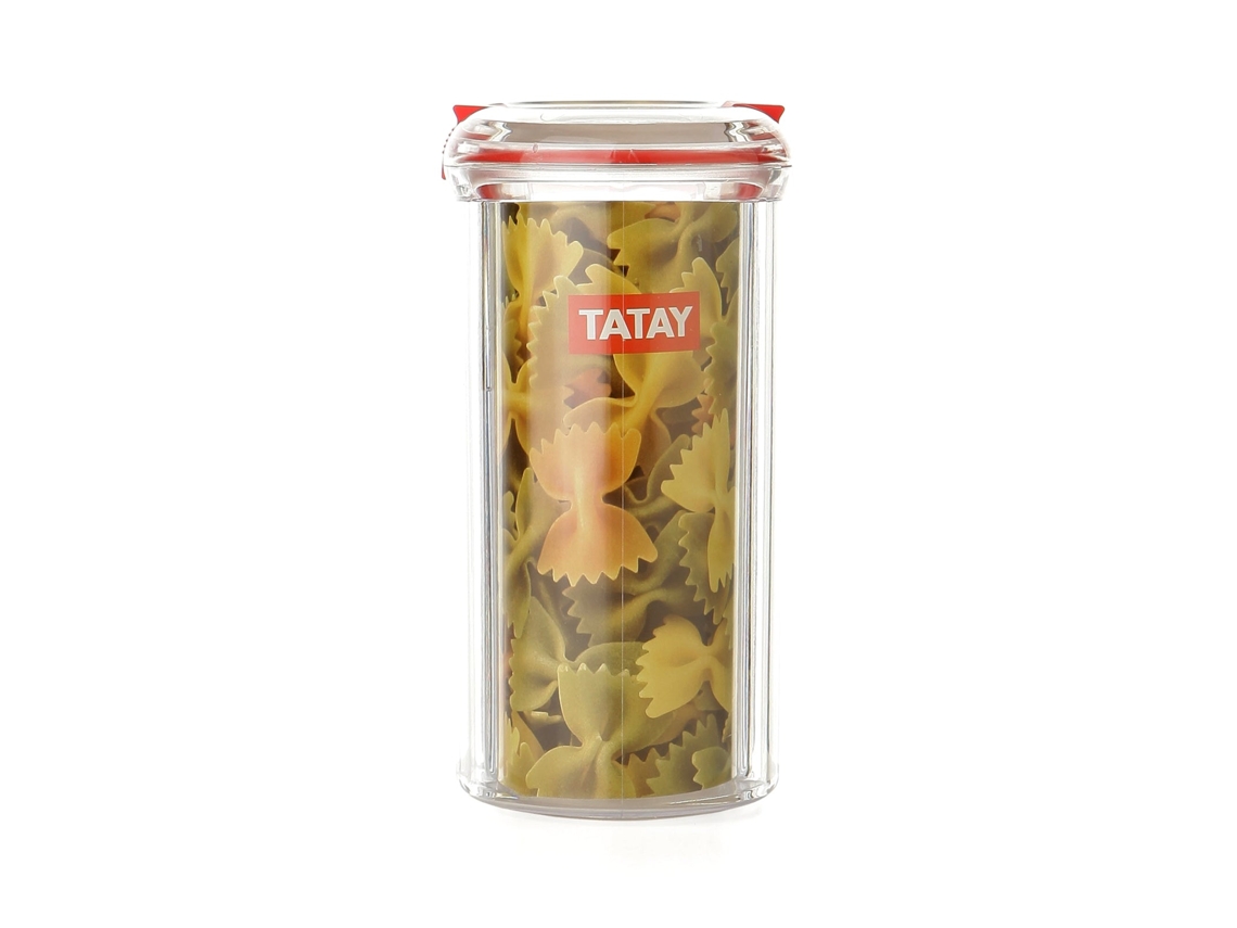Tarro Hermético TATAY con Cierre de Seguridad (1.5L - Rojo - 9 x 15.5 x 18 cm - Poliestireno)