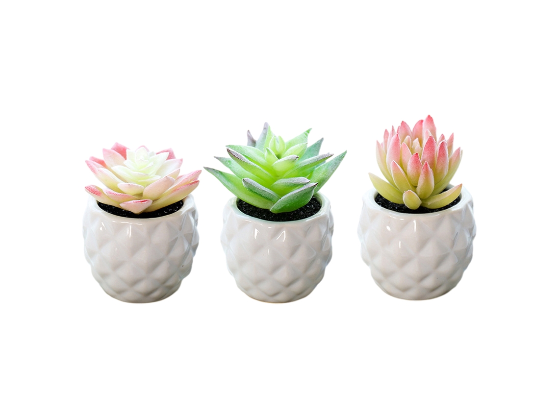 Bonsái de cerámica con forma de piña, decoración creativa en maceta, planta suculenta simulada, 3 uds. NEVEANCE