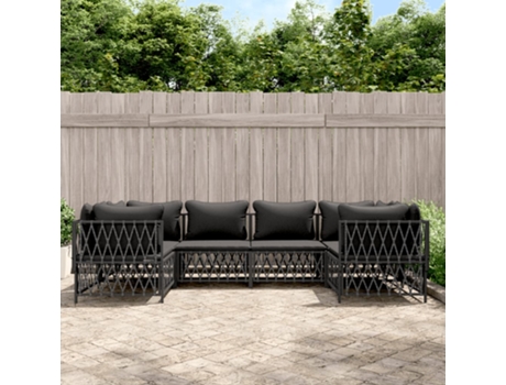 Conjunto 6 de muebles de jardín VIDAXL con cojines acero antracita