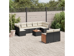 Conjunto de sofás de jardín de 10 piezas DKD Home Decor con cojines de mimbre negros