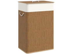 Cesto De Ropa Con Tapa, 72 L, Bolsa Extraíble, Asas, Tamaño 40x30x60 Cm, Marrón.