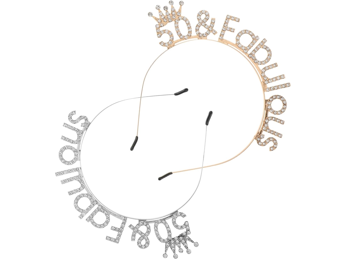 Diademas Nuobesty Para Mujer, 50 Cumpleaños, Juego De 2 Diademas Con Corona De Diamantes De Imitación.