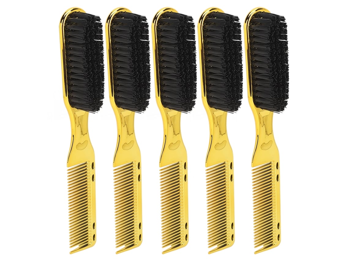 5pcs Cepillo Peine De Pelo Doble Extremidad Para Hombre Nylon Ergonomico Para Barba Pelo Herramienta De Estilismo Oro