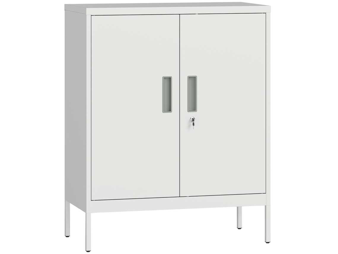 Archivador De Acero De 80x40x100 Cm Con 2 Estantes Ajustables Y Cerradura - Blanco