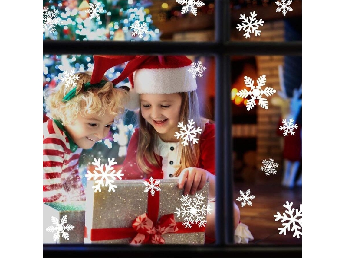 Pegatinas para ventana con electricidad estática en forma de copos de nieve navideños, ideales para decoración navideña y de fiestas Yunzii (2 unidades)