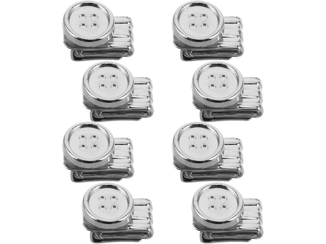 8 botones blancos para tirantes, clips metálicos. Slowmoose