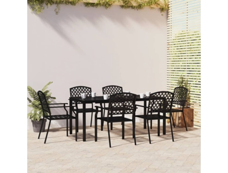 Conjunto 7 de comedor de jardín VIDAXL acero gris antracita