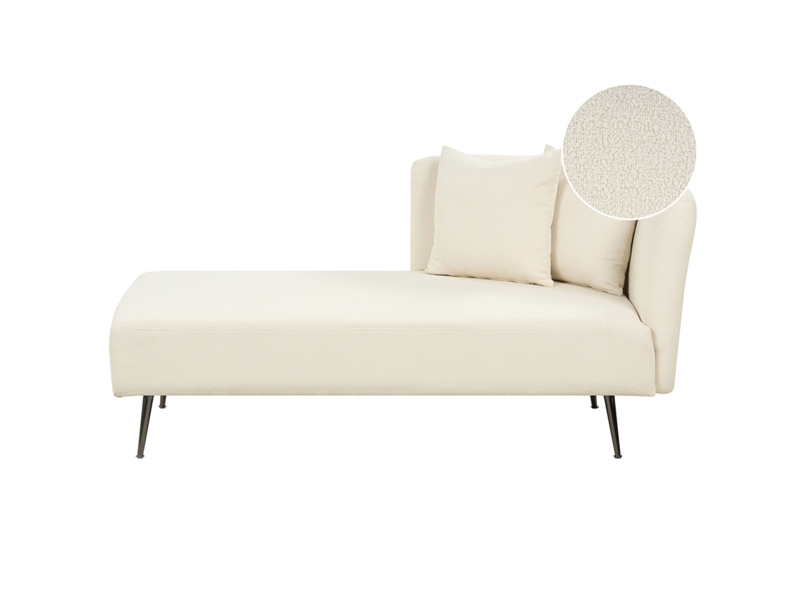 Chaise longue derecho BELIANI Riom de Bouclé Blanco 156x77x75