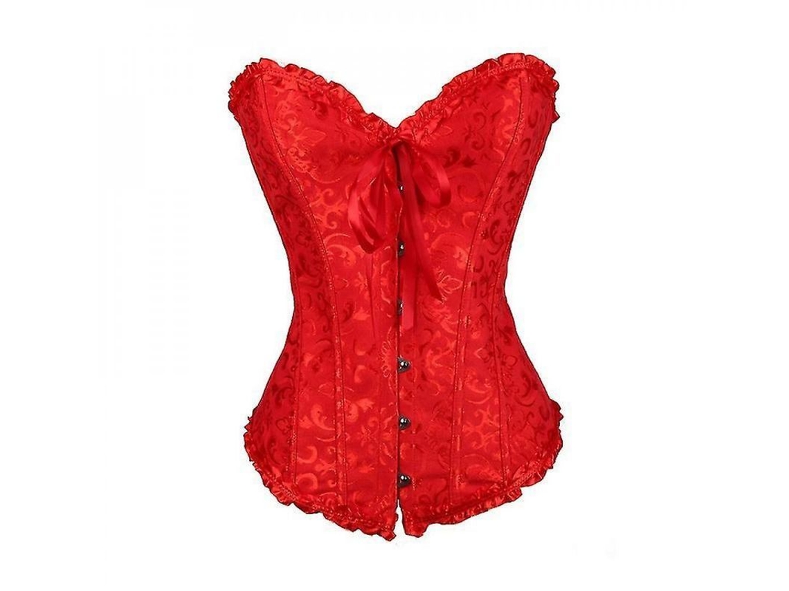 Corset Gothic Jacquard Con Huesos Plásticos Para Fiesta Bodas Halloween Control Abdominal 6xl Rojo