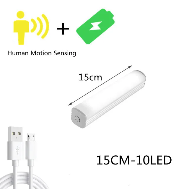(Sensor de movimiento de 15 cm de alcance, blanco frío) Luz LED inalámbrica para gabinete con atenuación y carga USB.