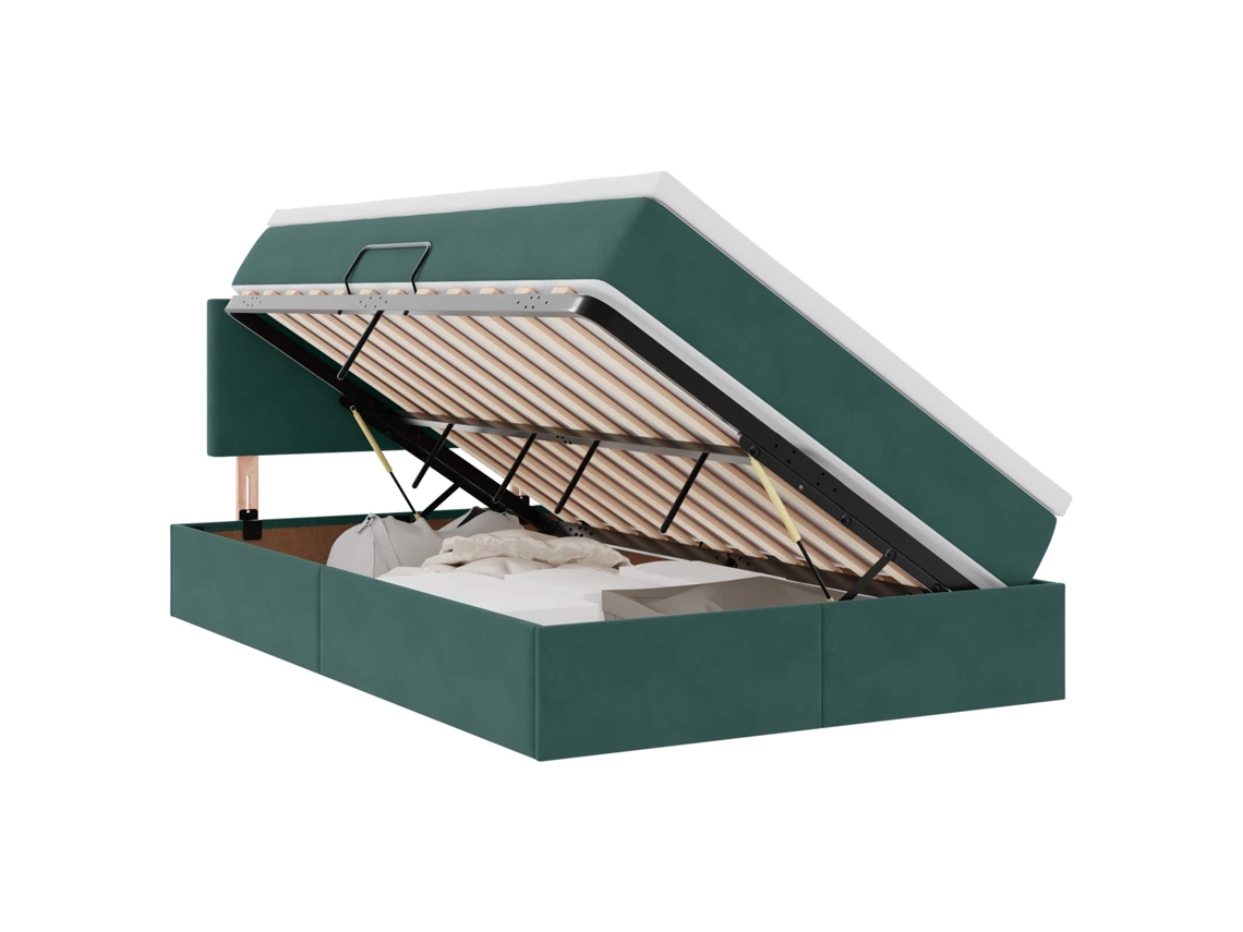 Maison Exclusive - Cama Con Almacenamiento Verde Oscuro 120 X 200 Cm Terciopelo