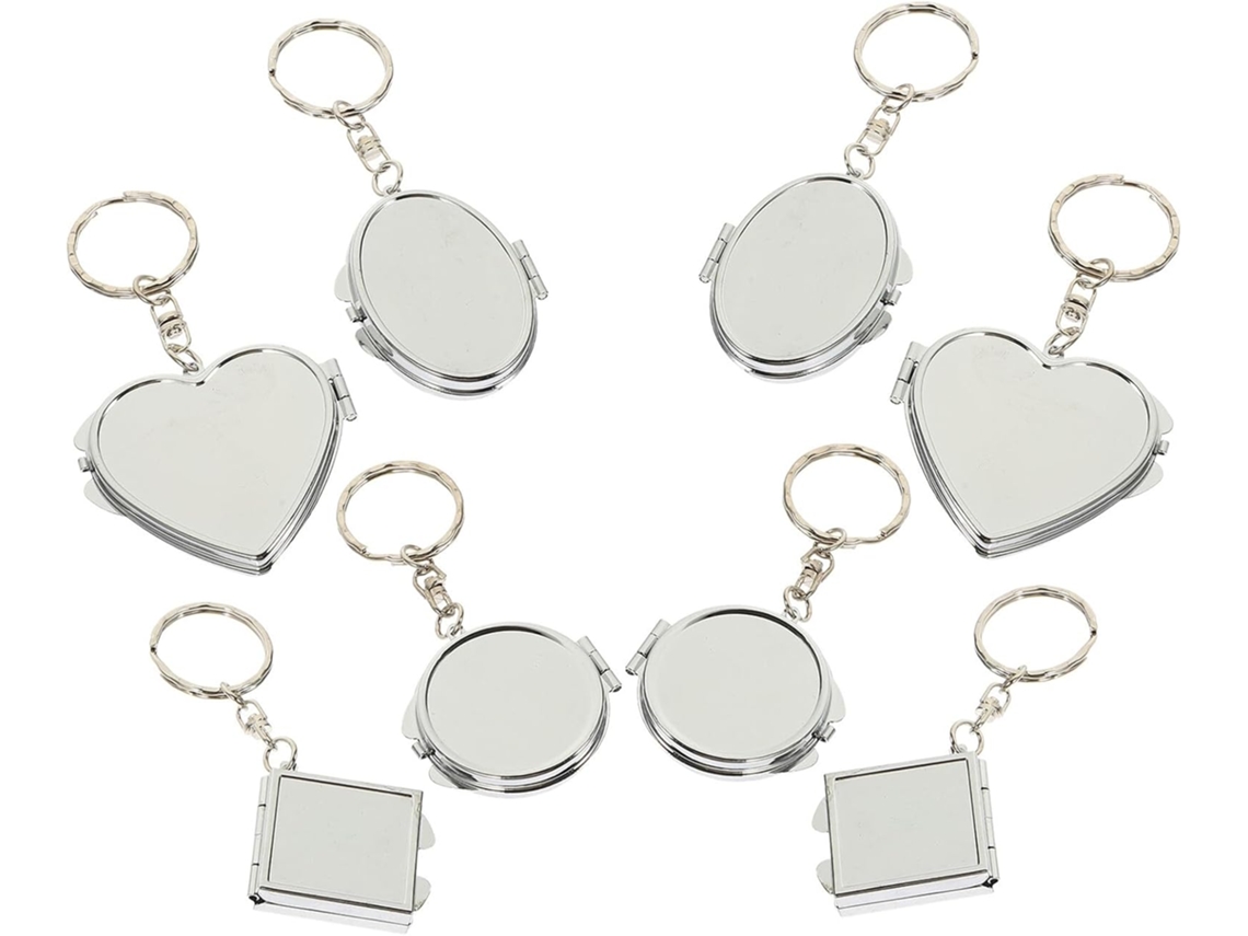 Porte, Clés Miroir En Métal Argenté Double Face