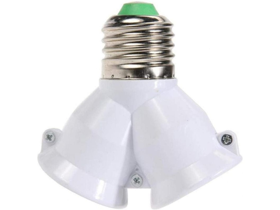 Adaptador Divisor De Casquillo E27 2 En 1 Para Bombillas Led, Halógenas, De Filamento Y Fluorescentes Compactas (cfl).