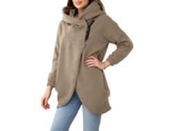 Sudadera Con Capucha Y Cremallera Para Mujer, De Felpa Asimétrica Con Detalles Extragrandes, Abrigo De Invierno.