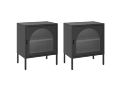 Maison Exclusive - Mesitas De Noche 2 Unidades Vidrio Y Acero Negro 50x35x60 Cm