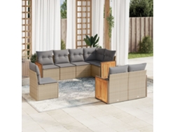 Conjunto de 8 sofás de jardín con cojines de mimbre beige Dkd Home Decor