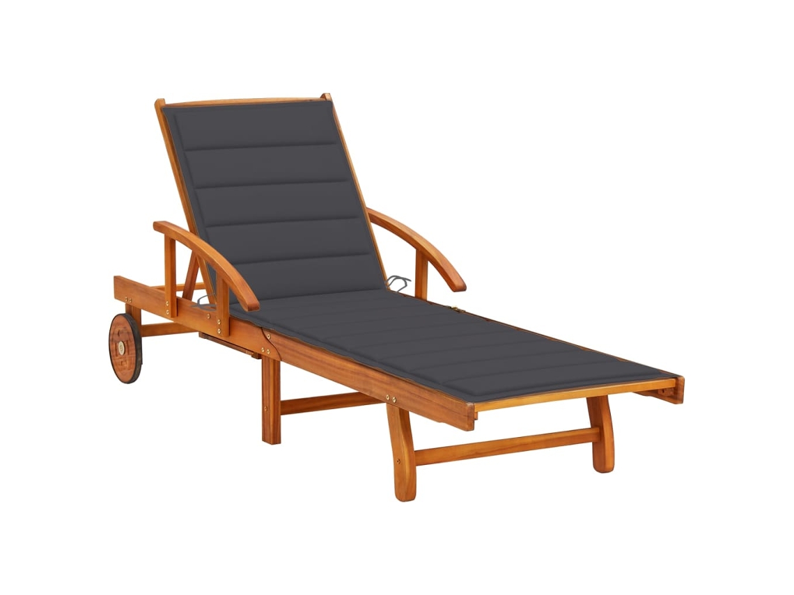 Tumbona Lounger de Jardín con Cojín Madera de Acacia Maciza