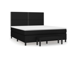 Maison Exclusive - Cama Box Spring Con Colchón Tela Negro 180x200 Cm