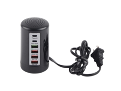 Cargador De Escritorio Con 6 Puertos Usb Hub 65w Carga Rápida Qc3.0 Pd 18w