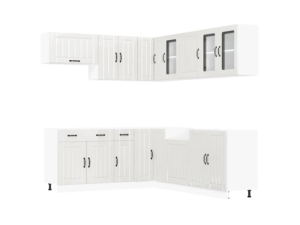 Juego de 11 gabinetes de cocina blancos brillantes MAISON EXCLUSIVE