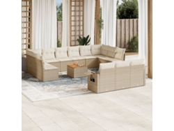 Conjunto de 14 sofás de jardín con cojines de mimbre beige de DKD Home Decor
