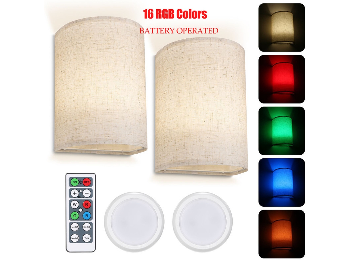 Lámpara de Pared 16 Colores Rgb Regulable Luz de Pared Inalámbrica con Control Remoto a Pilas. MAOYI