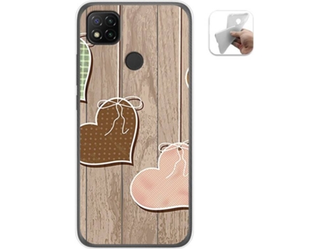 Carcasa Xiaomi Redmi 9C TUMUNDOSMARTPHONE Corazones Madera Multicolor