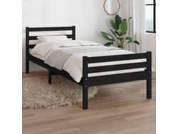 Estructura De Cama Sin Colchón Madera Maciza Negro 100x200 Cm
