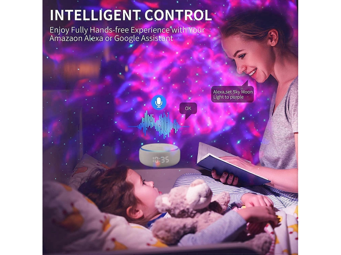 Rebe-proyector De Cielo Estrellado Inteligente 3 En 1, Compatible Con Alexa Y Asistente Google, Proyector Led Para Dormitorio De Bebés Y Niños