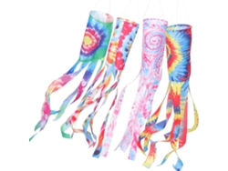 Banderas De Manga De Viento Inoomp De Poliéster De 4 Piezas, Coloridas, Con Diseño Batik, Reutilizables Y Ligeras Para