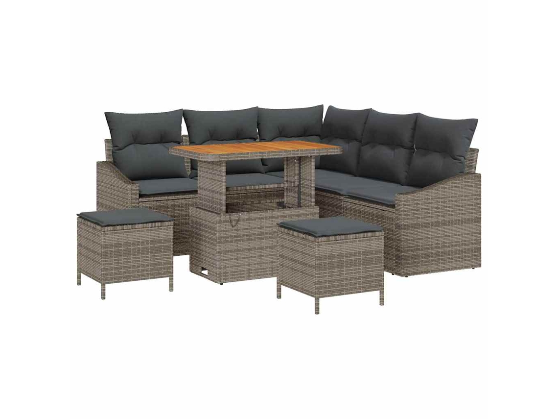 Maison Exclusive - Conjunto de sofás de jardín de 8 piezas, ratán sintético gris