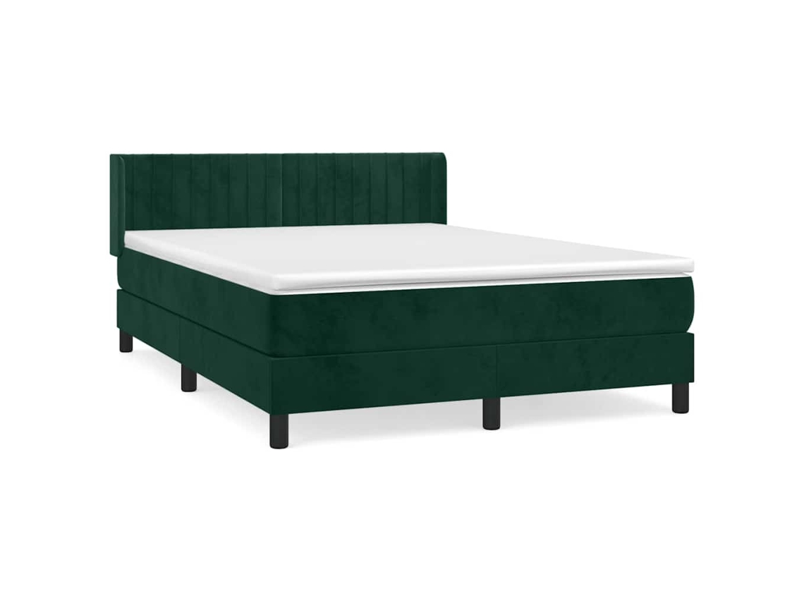 Maison Exclusive - Cama Box Spring Con Colchón Terciopelo Verde Oscuro 140x190 Cm