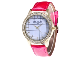 Reloj De Pulsera Para Parejas Con Elegante Correa De Poliuretano Y Movimiento De Cuarzo (rojo Rosa).