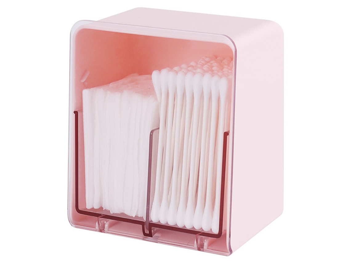 Organizador dispensador de bolas de algodón rosa para baño (12.5x10x8cm) Kofihety
