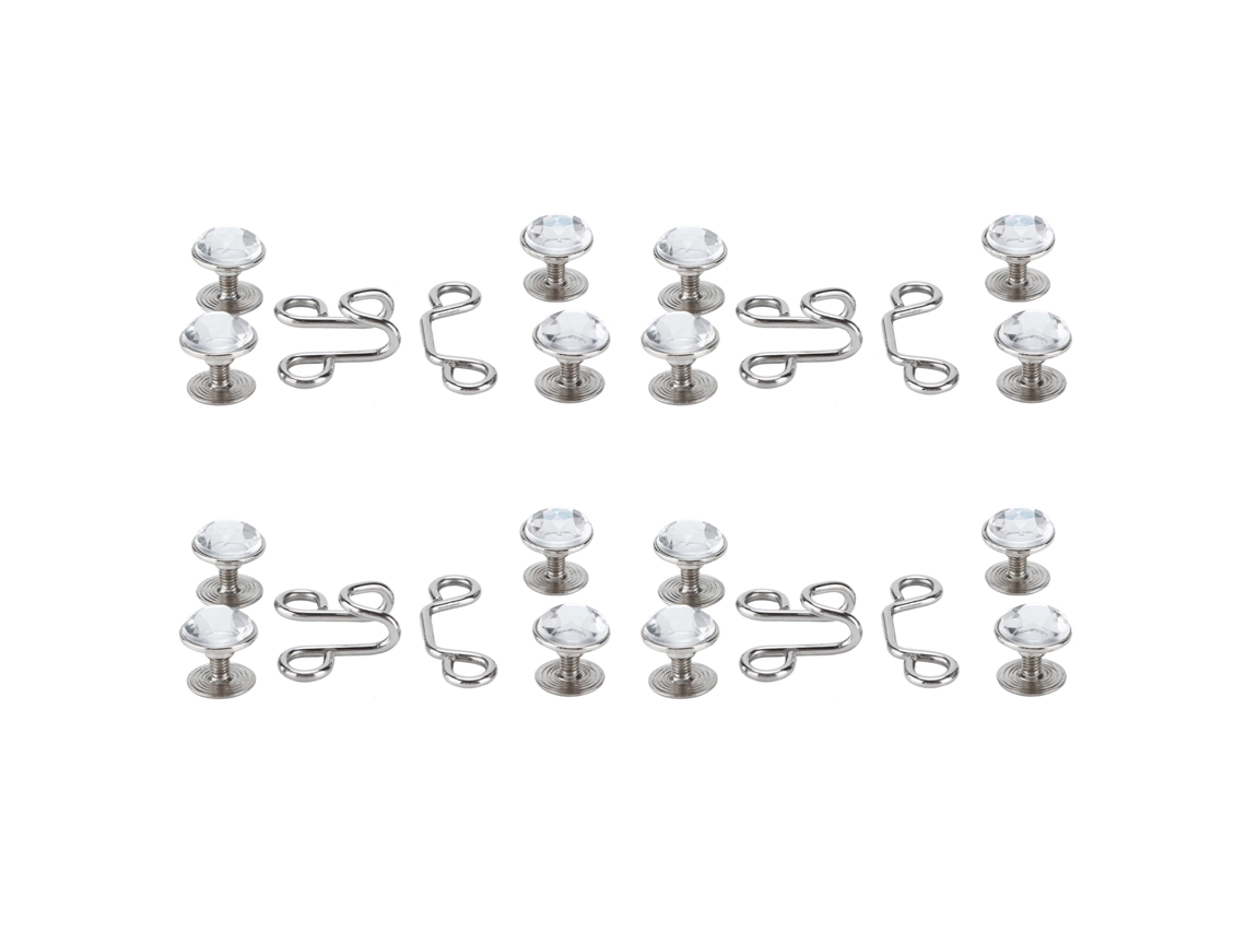 16 Piezas De Broches Reutilizables Para Jeans Con Diamantes De Imitación Blancos, Diseño De Tarjeta Ranurada