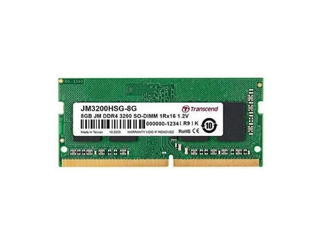 Memoria RAM PC portable Transcend 8Go JM DDR4 3200MHz SO-DIMM 1Rx16 1Gx16 CL22 1.2V